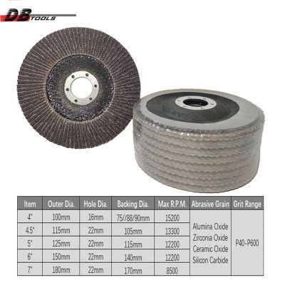 6&quot; 150mm Abrasive Emery Grinding Wheel Flap Disc 22mm Arbor Heated a/O for Metal Grinding Industrial Grade