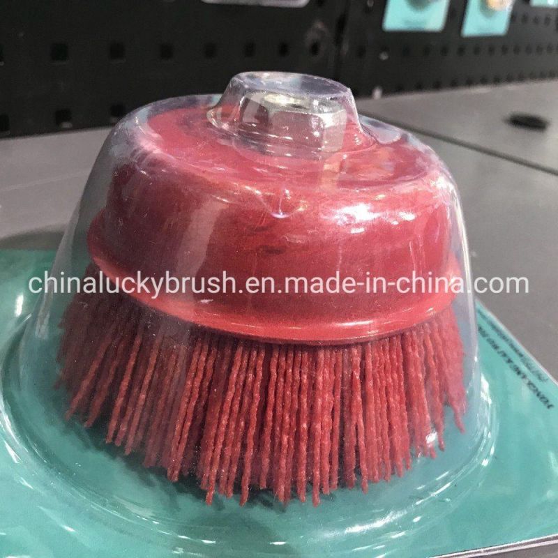 6 Inch Red Colour Nylon Abrasive Cup Brush (YY-235)