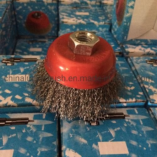 3" Crimped Stainless Steel Cup Brush for Grinding Steel Wire Brush Industrial Brush for Machine (YY-312)