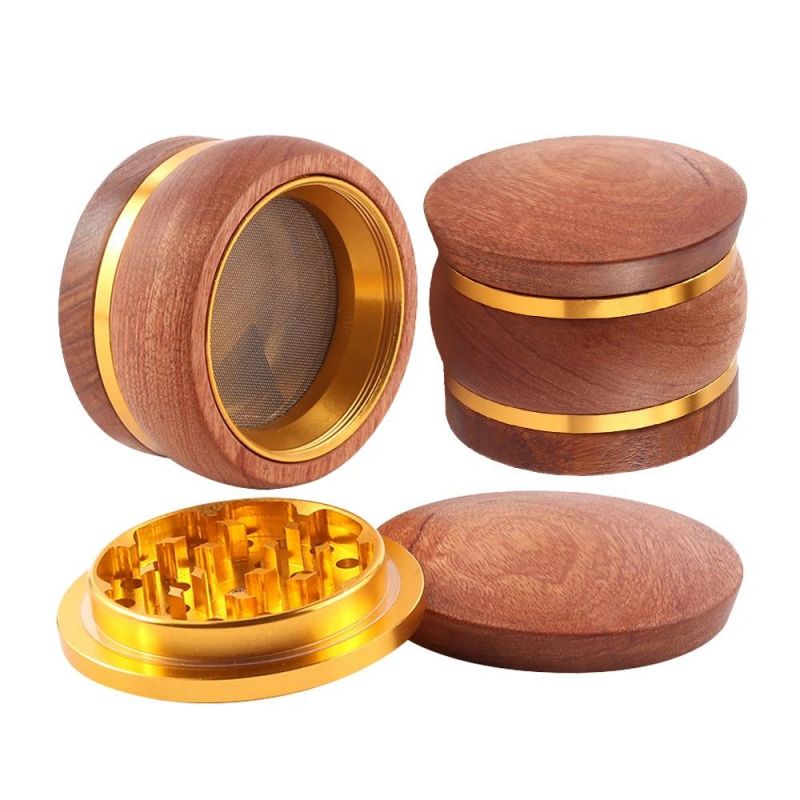 High Quality 4 Parts Wooden Herb Grinder 65mm Grinder