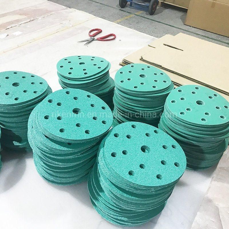 Customized 5inch 6 Holes Green Sandpaper Abrasive Disc Sandpaper Roll for Carbons Wood Sanding