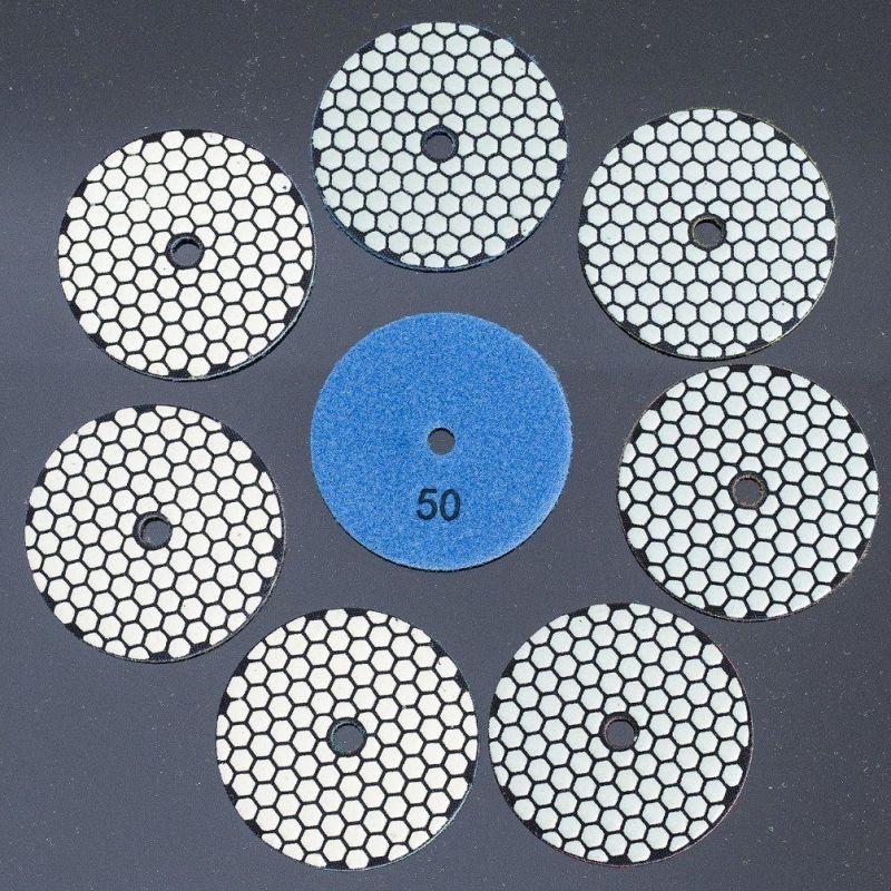 Qifeng Power Tool 7-Step 6 Inch/150mm Abrasive Diamond Dry Polishing Pads for Granite&Marble Top