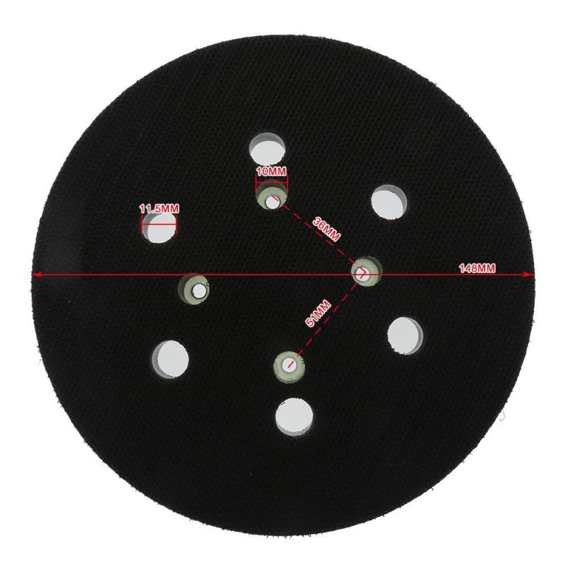 6 Inch 6 Holes Dust-Free Black Backup Sanding Pad Sanding Disc Backing Pad Hook and Loop