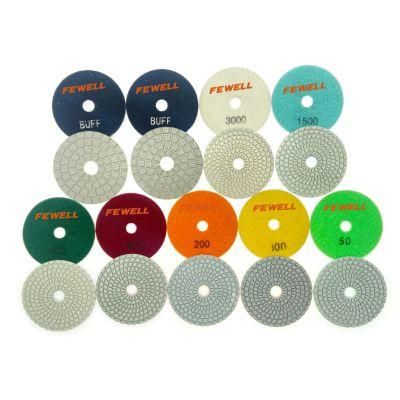 Medium Grade 4inch 100mm Diamond Dry Grinding Abrasive Pads 9 PCS Sets for Polishing Ceramic Tiles Granite Marble Concrete