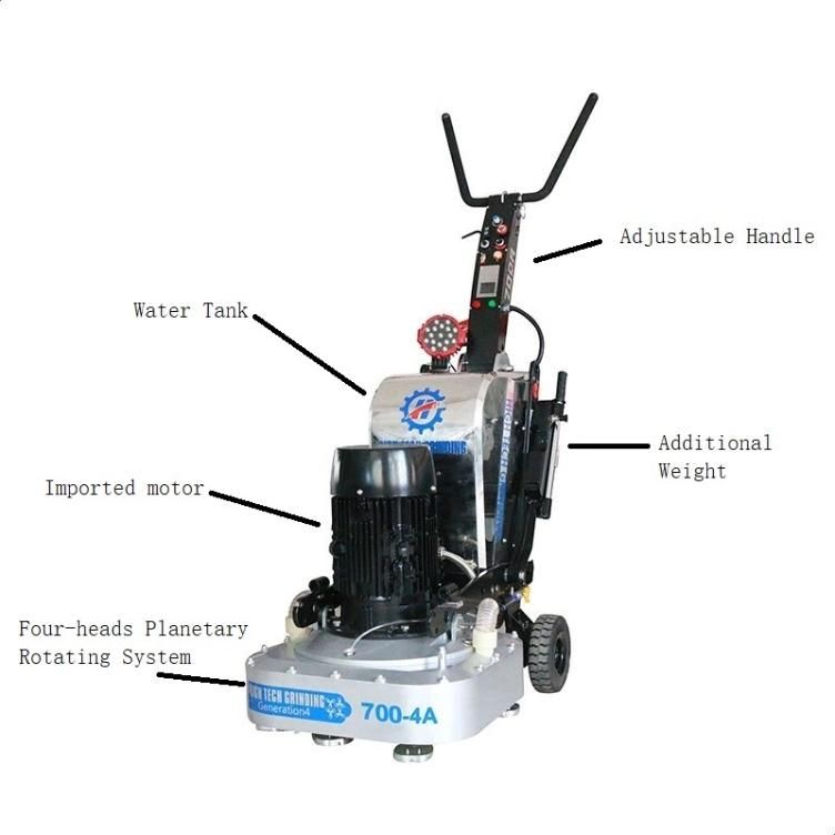 Factory Supply Efficient Multi-Function 220V 4-Head Htg-700-4A Concrete Marble Floor Grinder Machine