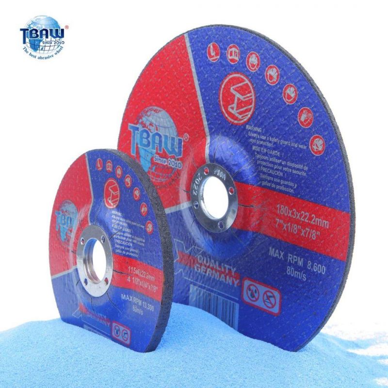 High Speed Low Rate 180X6X22 mm Resin Bond Cast Iron Cutting Disc Cutting Wheels Depressed Centre Abrasive Grinding Wheels for Metal Abrasive Tools