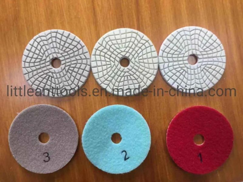 Hot Pattern 3 Steps Wet Pad Diamond Wet Polishing Pad for Stone