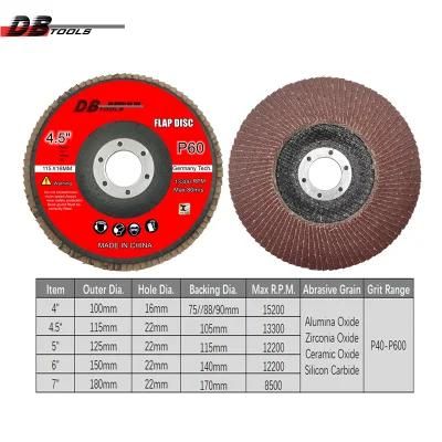 4.5&quot; 115mm Sanding Grinding Wheel Flap Disc Alumina Grit 60 for Wood