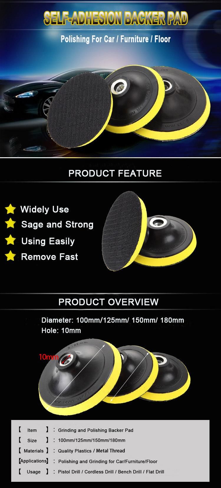 China Free Sample Polisher Velcro Hoop Foam Disc Pad for Sander