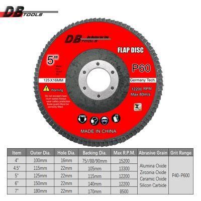 5&quot; 125mm Abrasive Flap Disc Premium a/O for Metal Stainless Steel Grit 60 T27 Flat Assorted
