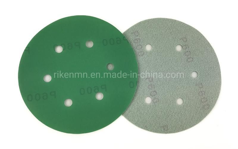 Customized 5inch 6 Holes Green Sandpaper Abrasive Disc Sandpaper Roll for Carbons Wood Sanding