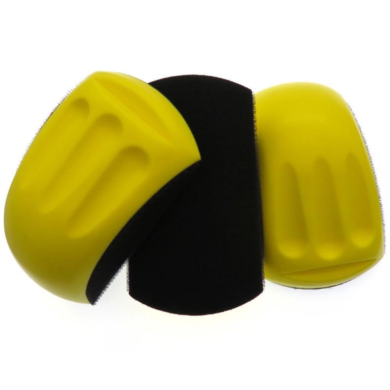 6" 150mm Mouse Shape Yellow PU Foam Hand Pad Hand Sanding Block for Hook and Loop Disc