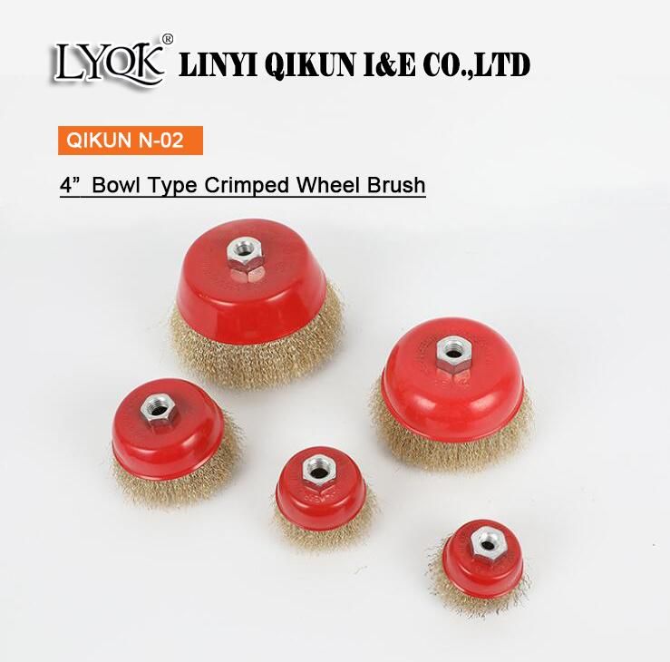 N-02 Bowl Type Crimped Brass Plated Wheel Brush