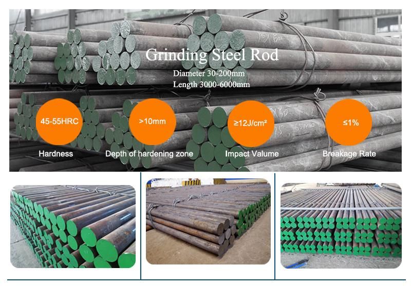 Diameter 40mm to 150mm Forged Grinding Rods Used in Silica Sand Plants