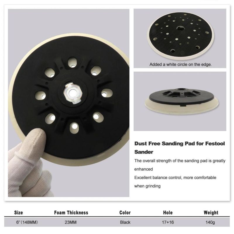 6 Inch 150mm Multi-Hole Hook and Loop Backup Sanding Pad Sander Backing Pad for Sander Power Tools Accessories
