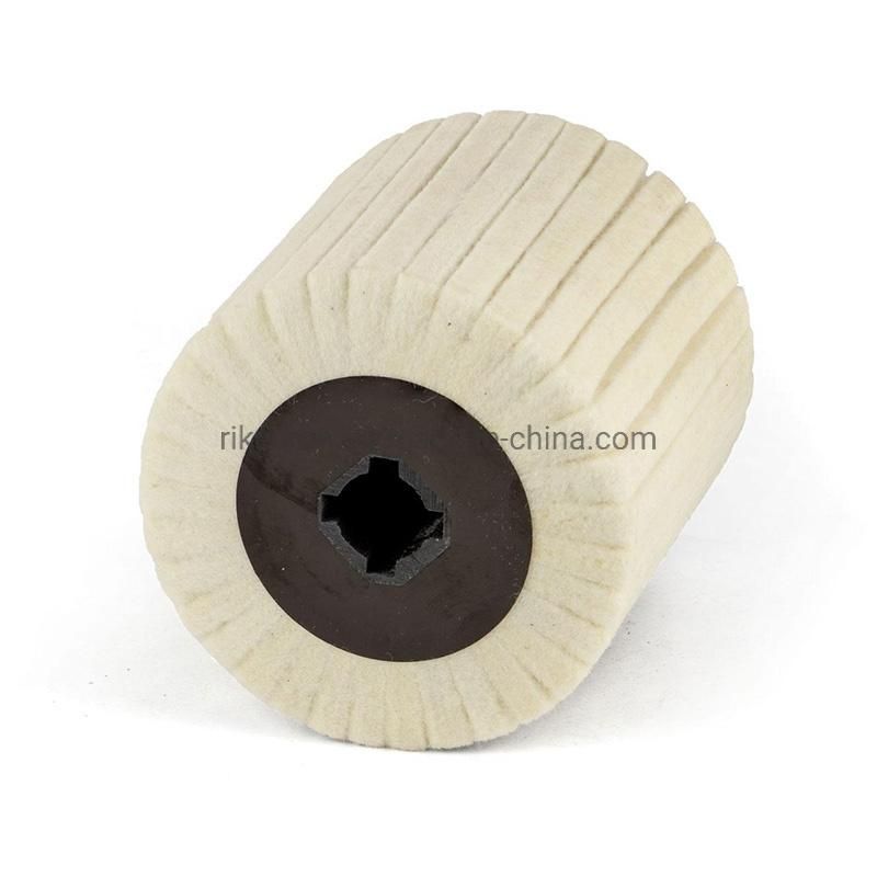 Wool Felt Wire Drawing Felt Crank Flap Wheel with Shaft Buffing Drum Mirror Burnishing Polishing Brush