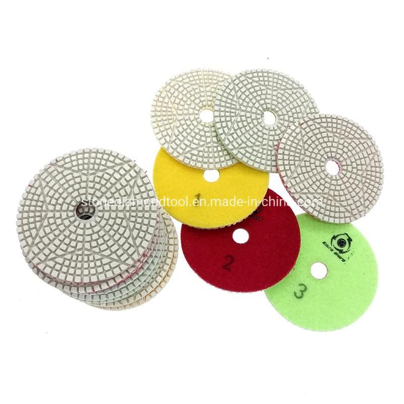 100mm Abrasive Granite Marble Diamond White 3 Steps Wet Polishing Pads