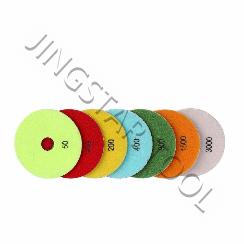 75mm 100mm 125mm 7 Steps Diamond Polishing Pad for Engineered Stone Es Artificial Stone Quartz