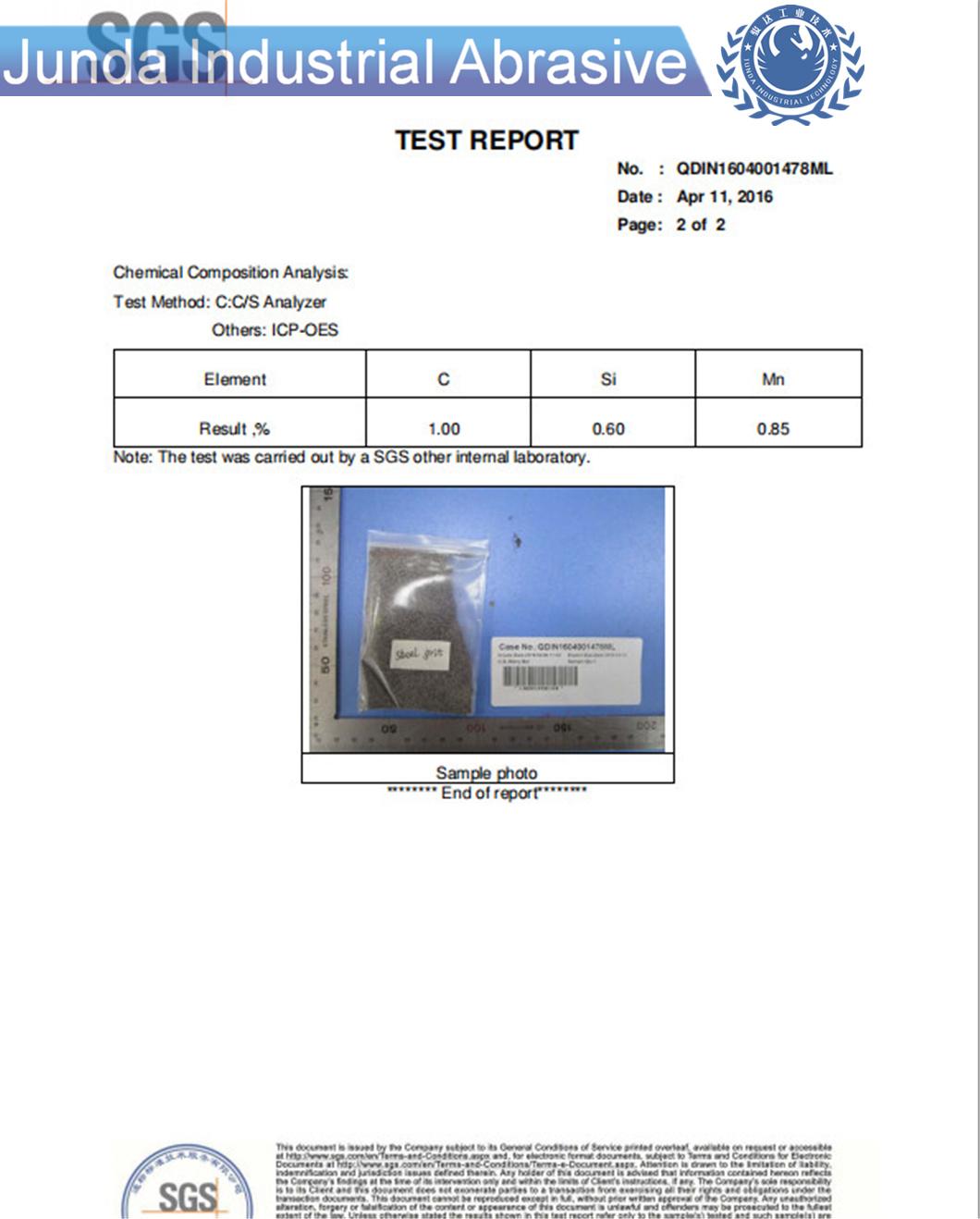 Ervin Fatigue Testing 3000 Times Steel Grit for Sandblasting/Polishing