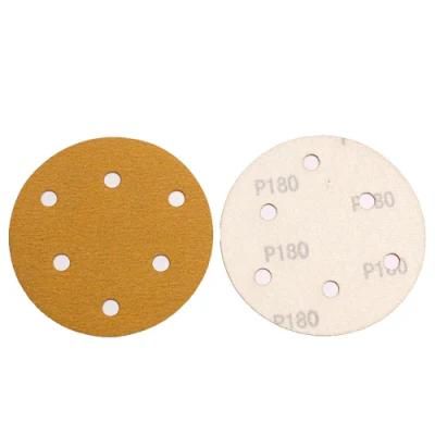 150mm Gold Aluminum Oxide Ao Velcro Sandpaper Disc Sanding Disc for Automobile Refishing