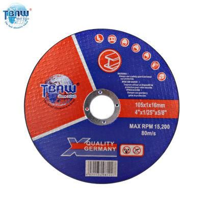China Factory 4 Inchs105X1X16mm Hot Sales Cutting Wheel, Cut off Disk for Metal and Stainless Steel Grinder