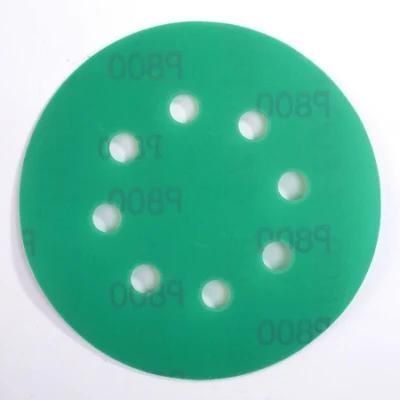 Green Pet Film Abrasive Round Sand Paper Sanding Disc with Holes