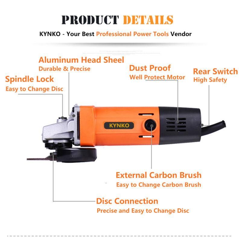 Kynko 115mm Electric Angle Grinder for Grinding Cutting Polished