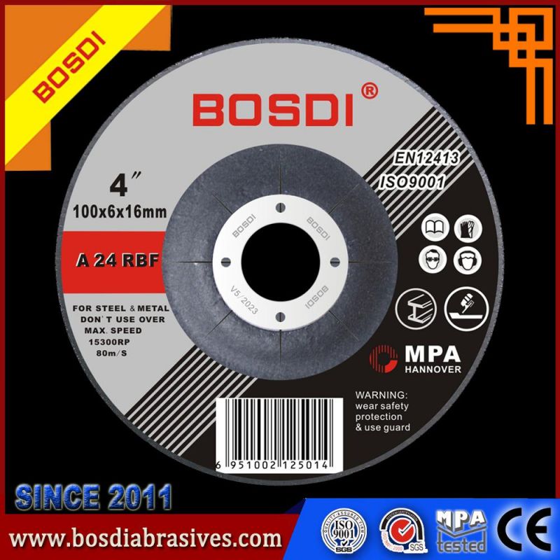 4.5′′ Depressed Center Grinding Wheel with Aluminium Alloy Backing for Metal Inox with Arbor