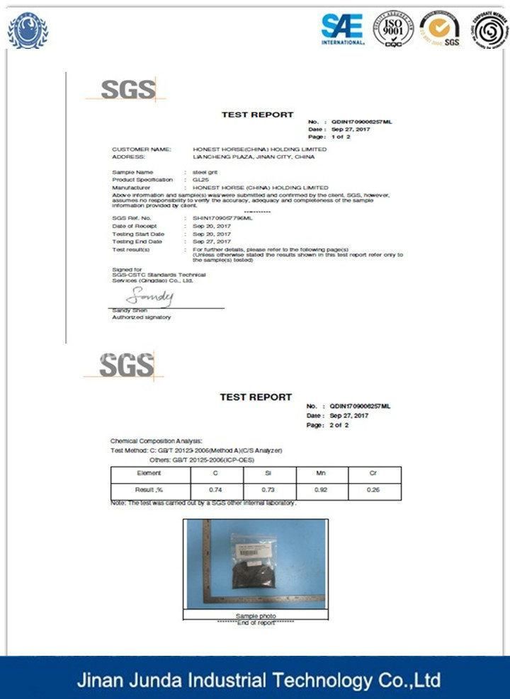 SAE-J444 Standard Cast Steel Grit Gh40 for Removing Paint