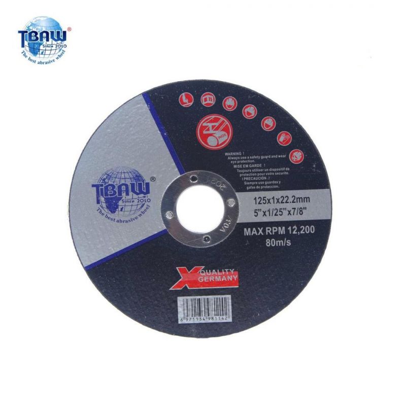 5" 125X1X22mm Made in China Steel Abrasives Tools with MPa China Disco De Corte Economico 125X1X22mm 125X1X22mm Cutting Wheel A60t Super Thin 125X1X22mm