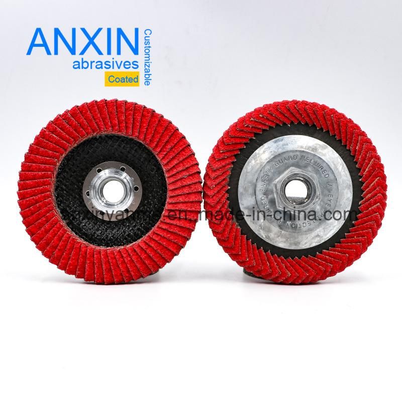 Ceramic Zirconia or Aluminum Oxide Flap Disc of Folded Edge with Metal Screw Backing for Finishing Curved Surface
