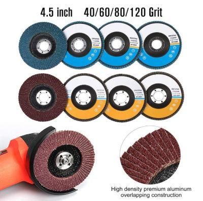 Power Tools Metal Grinding Wheels for Angle Grinders Aluminum Abrasive Flap Disc for Polishing, Shaping, Type 27, 4-1/2in