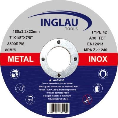180*3.2X22.2mm Depressed Center Cutting Wheels for Metal