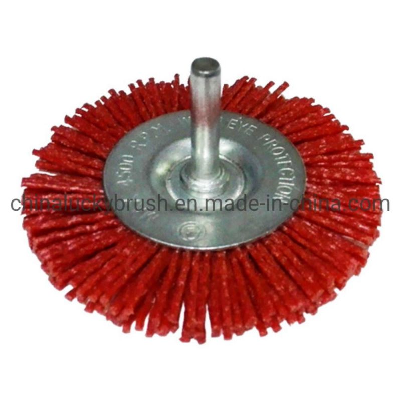 Red Colour Nylon Abrasive Shaft Wheel Brush (YY-047)