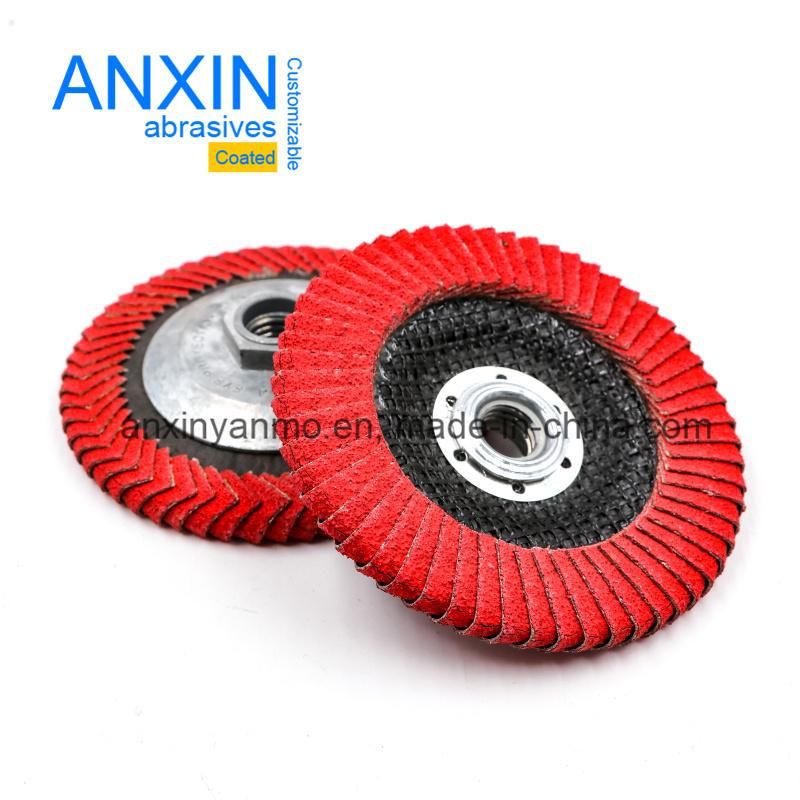 Edge Curved Flap Disc with Ceramic Zirconia or Ao Sandcloth with Metal Screw Backing