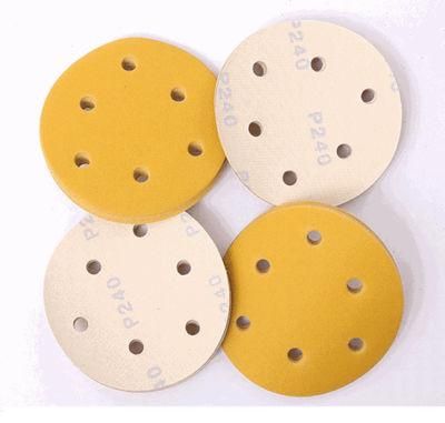 6 Holes Abrasive Manufacturer Polishing Disc Abrasvie Disc Sandpaper Sanding Paper Hook and Loop Velcro Sanding Disc