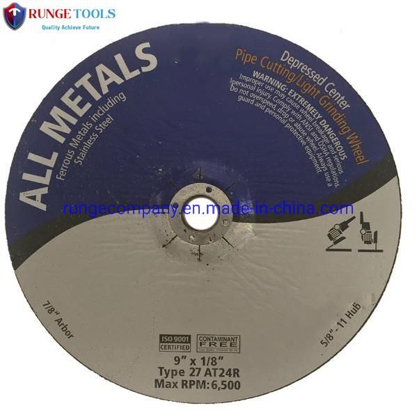 230mm 9" Inch Type 42 Metal Stainless Steel Grinding Disc for Angle Grinder Power Tools Ferrous Metals