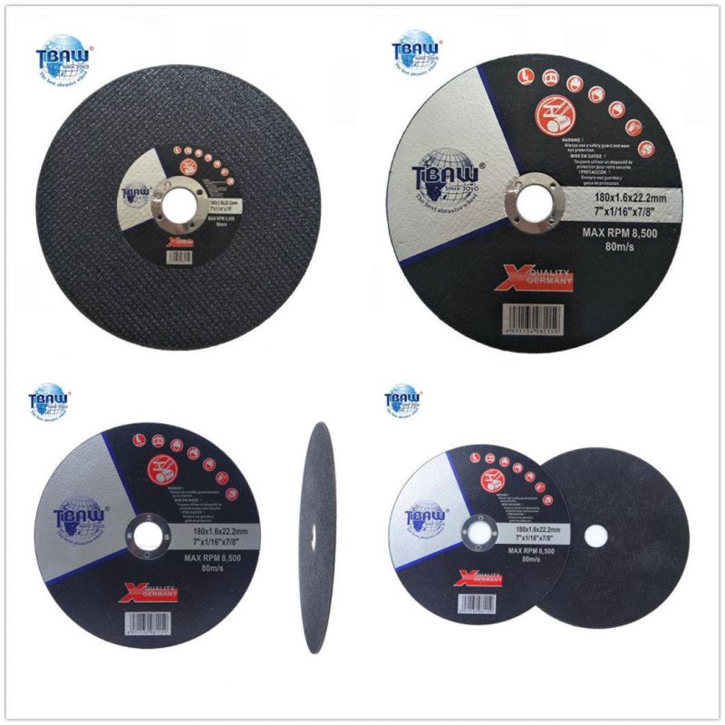 China Fabrica Professional Desde 1995 Marca Tbaw 180*1.6*22mm Super Delgado Disco De Corte Factory Direct Sale Abrasive Cutting Disc Cutting Wheel for Inox