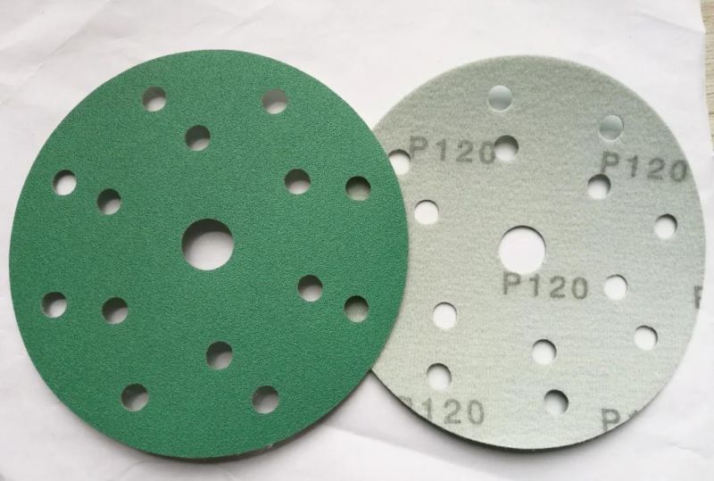 6" 150mm Multi-Holes Green Film Velcro Sanding Disc-Abrasive Film Sandpaper Disc