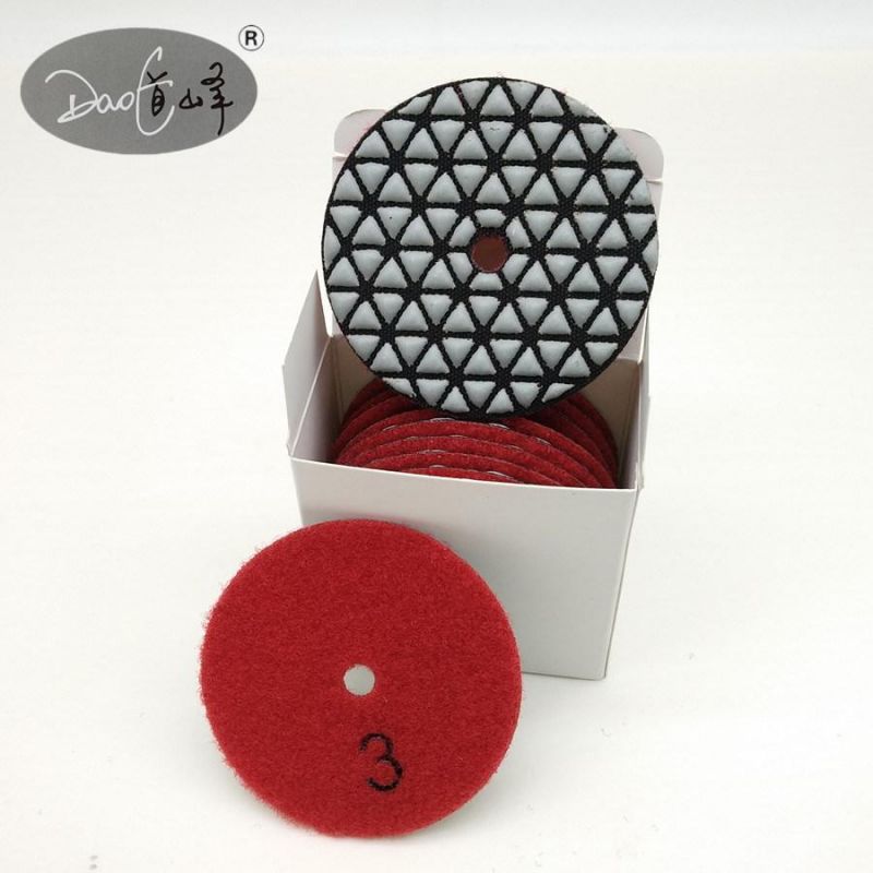 Daofeng 3inch 80mm Dry Diamond Polishing Pads for Quartz (traingle)