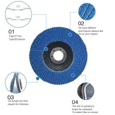 4-1/2&quot; Zirconium Flap Disc with Conical T29 Type for Stainless Steel Grinding