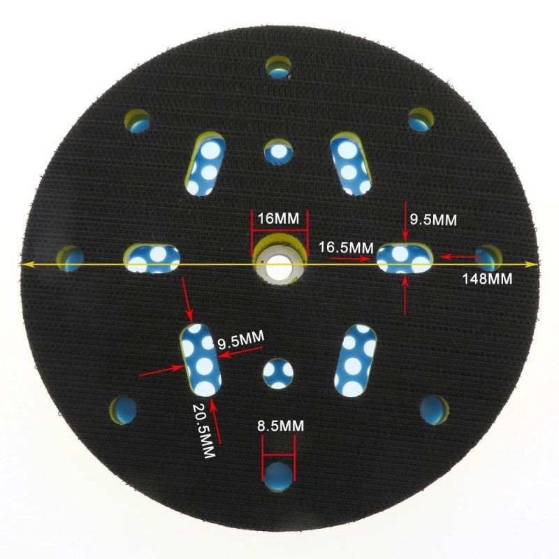6 Inch 8+6/8+1 Holes Multi-Functional Dust Free Hook and Loop Back-up Sanding Pad Sander Backing Pad for Mirka Sander