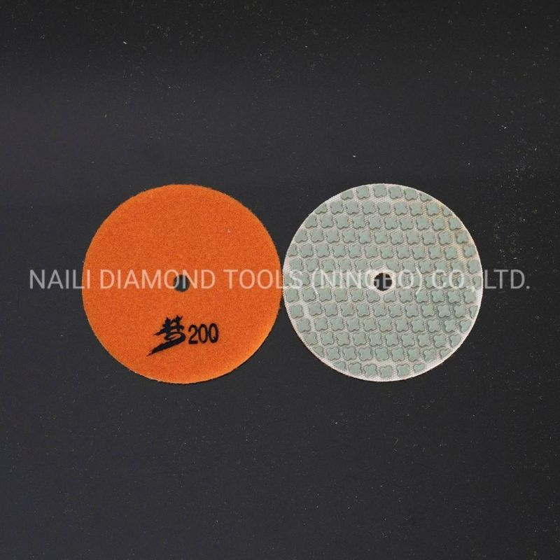 80mm/3′ ′ Diamond Tools Flower-Shaped 7 Steps Dry Polishing Pads for Marble/ Granite