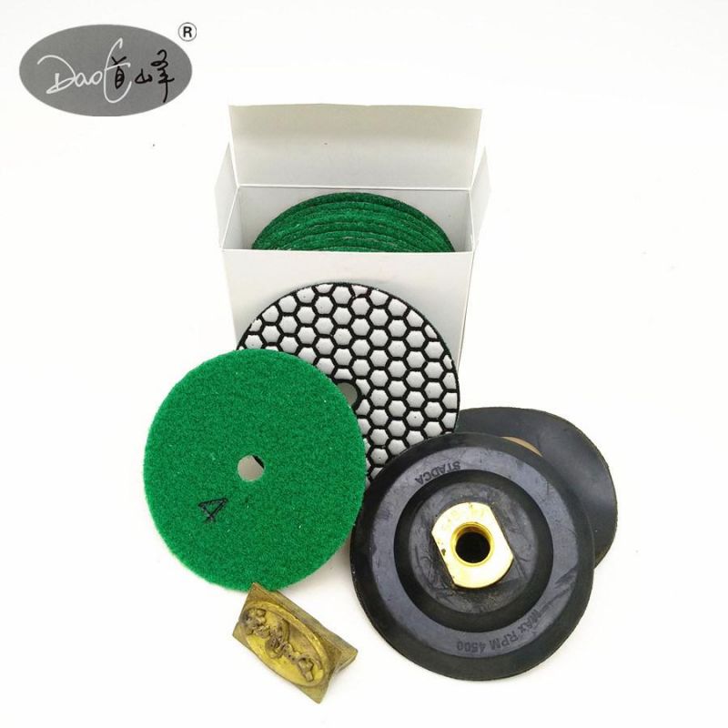 Daofeng 6inch 150mm Quartz Dry Diamond Polishing Pads (hexagon)