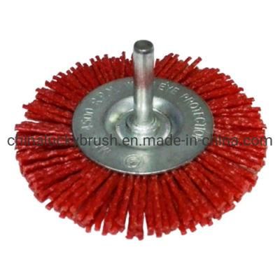 Red Nylon Abrasive Wheel Brush with Shaft (YY-855)