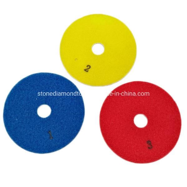 100mm Abrasive Granite Marble Diamond White 3 Steps Wet Polishing Pads