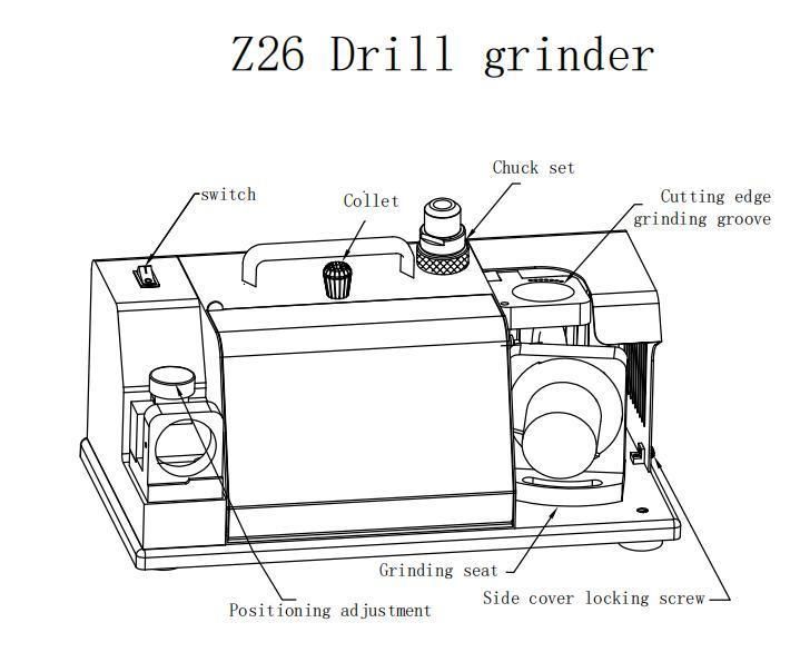 Tx- Z26 12-26mm Diameter Manual Surface Router Bit Twist Drill Grinding Machine