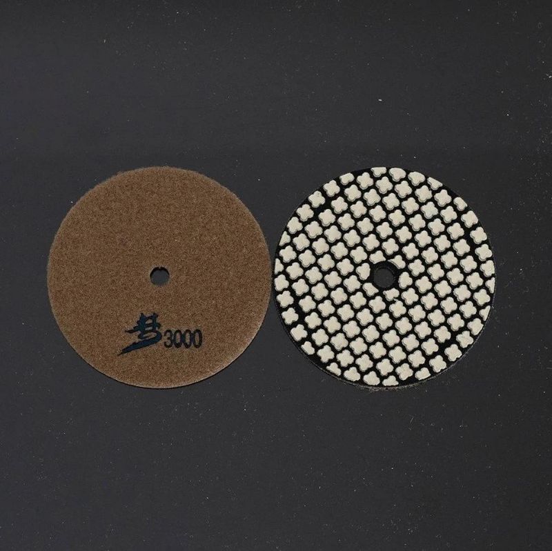 Factory Qifeng Manufacturer Power Tool 7 Steps 3 Inch/4 Inch Flower-Shaped Dry Polishing Pads for Marble/ Granite