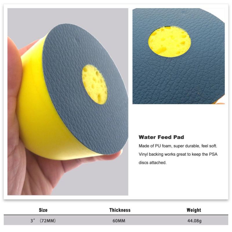 3 Inch 72mm Sticky Vinyl Center Water Feed Disc Hand Sanding Block Abrasive Tools for Psa Sanding Discs