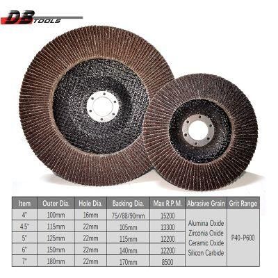 4&quot; 100mm Emery Flap Disc Grinding Wheel Heated Alumina for Derusting Ss Wood Paint Iron
